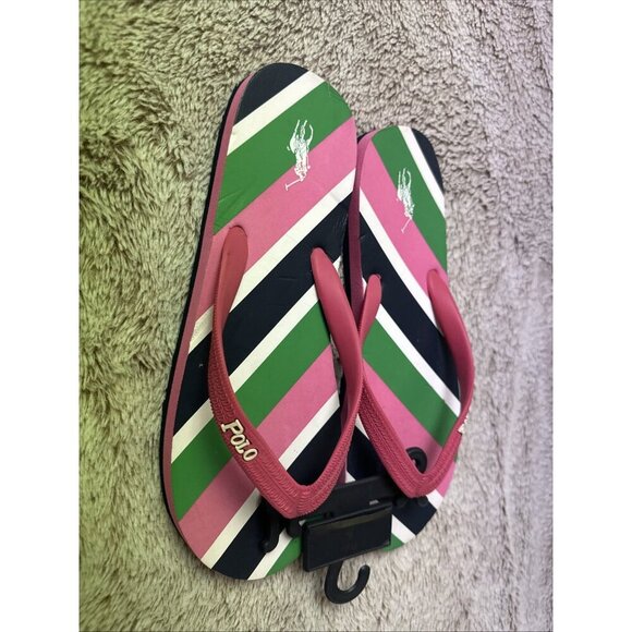 Polo Ralph Lauren Junior Flip Flops Pink Size 7 Sandal. - Picture 3 of 16
